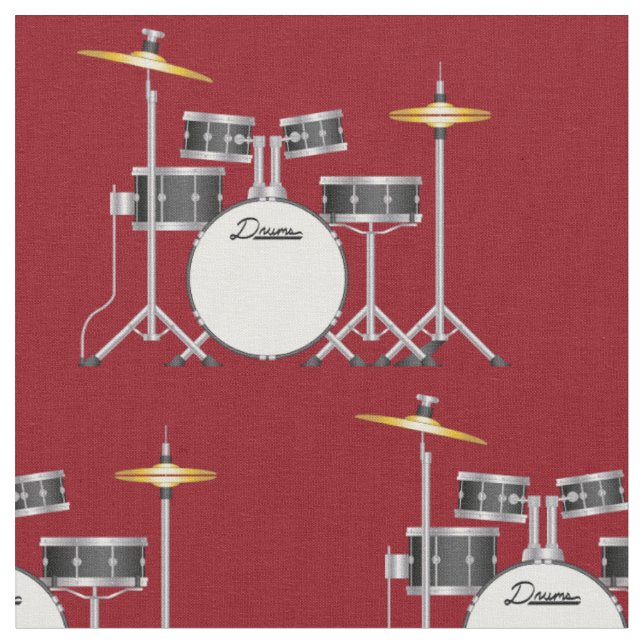 Drum Set Band Musical Musical Room Decke Rot Stoff (Nahaufnahme)