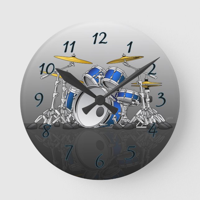 Drum Set Cartoon Runde Wanduhr (Vorderseite)