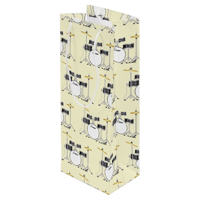Drum Set Drummer Band Lehrer Musiker Geschenktüte Für Weinflaschen (Rückseite Schrägansicht)