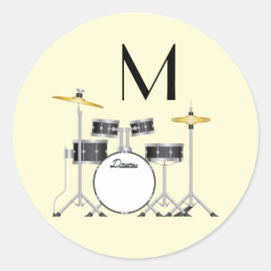 Drum Set Drummer Band Lehrer Musiker Runder Aufkleber