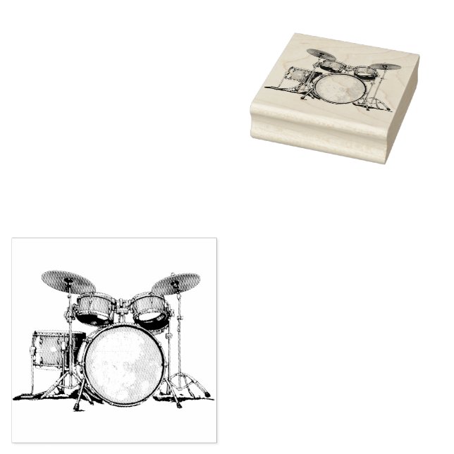 Drum Set Drummer Gummistempel (Stempel)