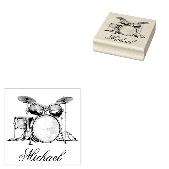 Drum Set Drummer Personalisiert Gummistempel (Stempel)