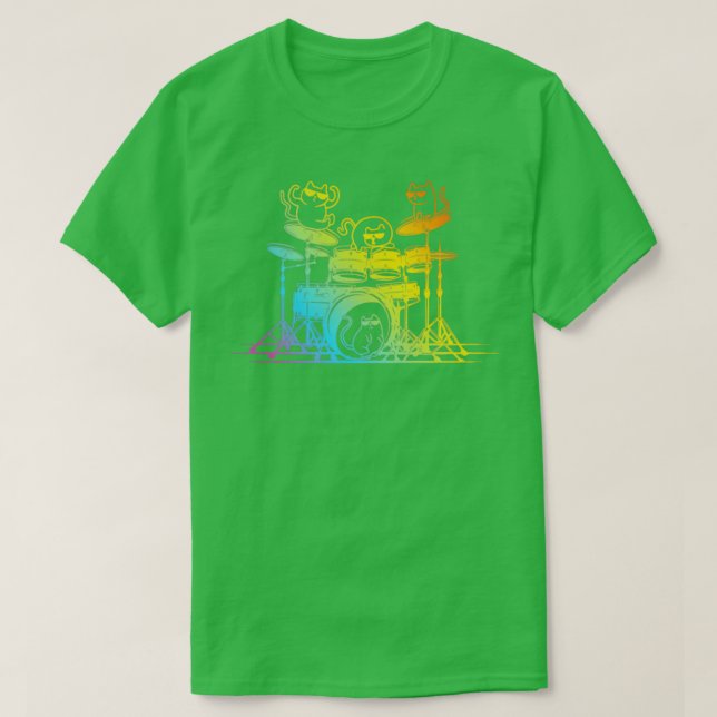 Drum Set Player Cats Funny Drummer Cats T-Shirt (Design vorne)
