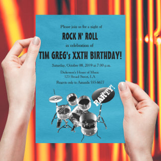Drum Set Rock n'Roll Rocker Geburtstagsparty Einladung