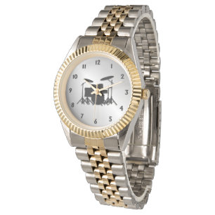 Drum Set Schwarze Zahlen Armbanduhr