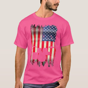 Drum Set USA American Flag 4th July Patriotic D T-Shirt