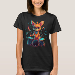 Drum Sticks Chihuahua Drummer Chiwawa Dog Drum Kit T-Shirt