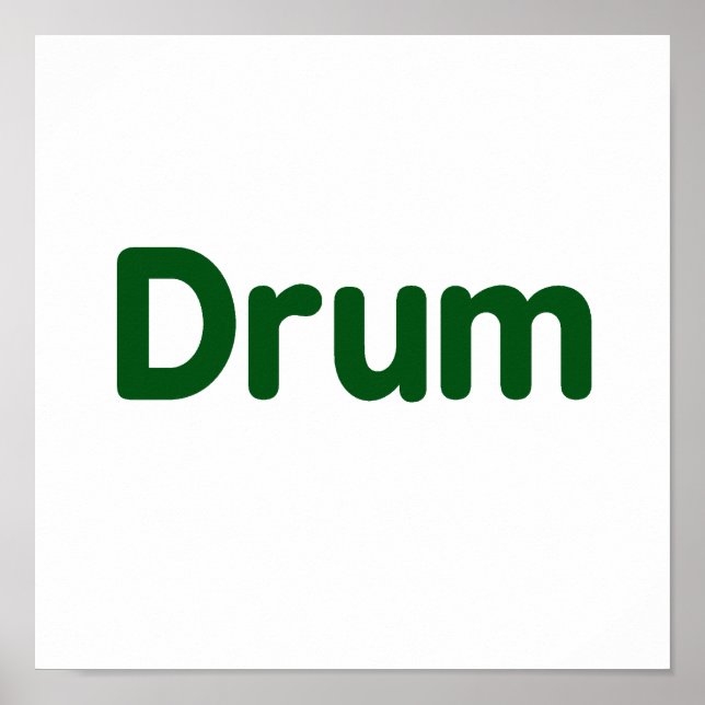 Drum Text Green Music Design Poster (Vorne)