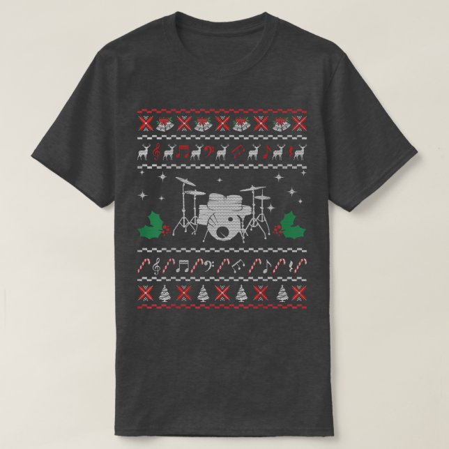 Drum Ugly Weihnachtscreater Geschenke für Drummer T-Shirt (Design vorne)