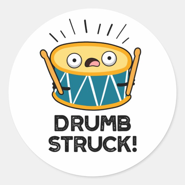 Drumb Struck Funny Drummer Drum Pub Runder Aufkleber (Vorderseite)