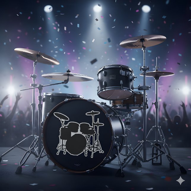 Drumbeat Delight: Drum Kit Silhouette Aufkleber (Von Creator hochgeladen)
