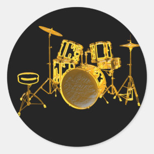 Drumkit - Gelb Runder Aufkleber