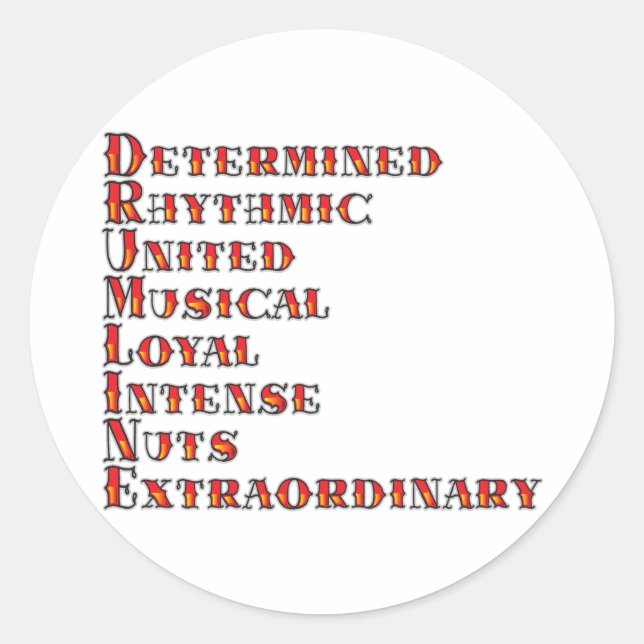 Drumline Definition Runder Aufkleber (Vorderseite)