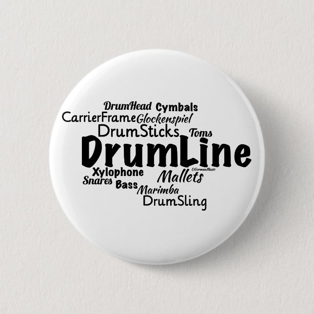 Drumline Word Cloud Black Text Button (Vorderseite)