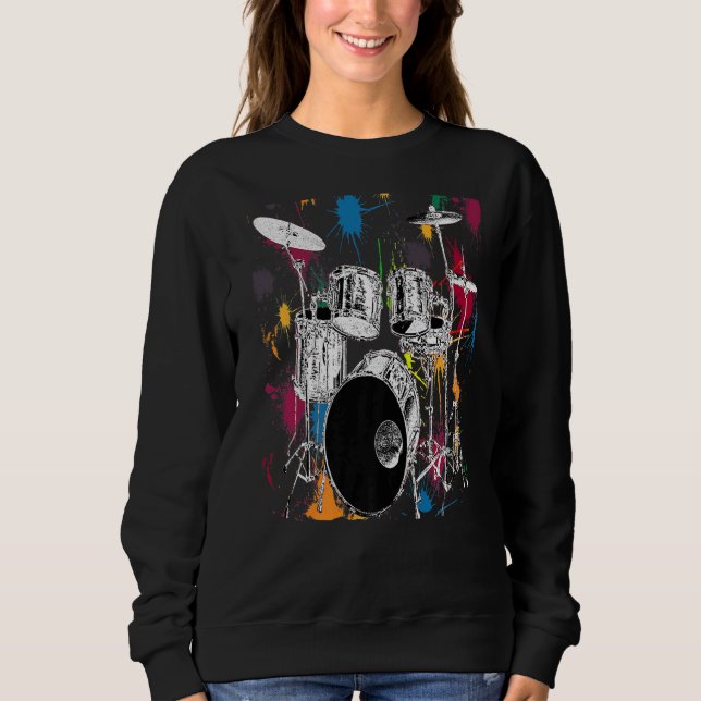 Drummer Artistic Drum Set Graphic Sweatshirt (Vorderseite)