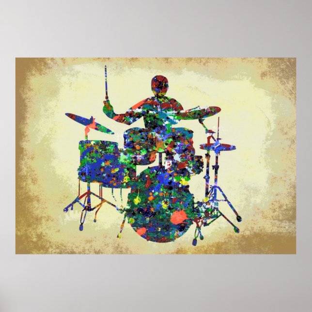 DRUMMER AUF BÜHNE POSTER (Vorne)