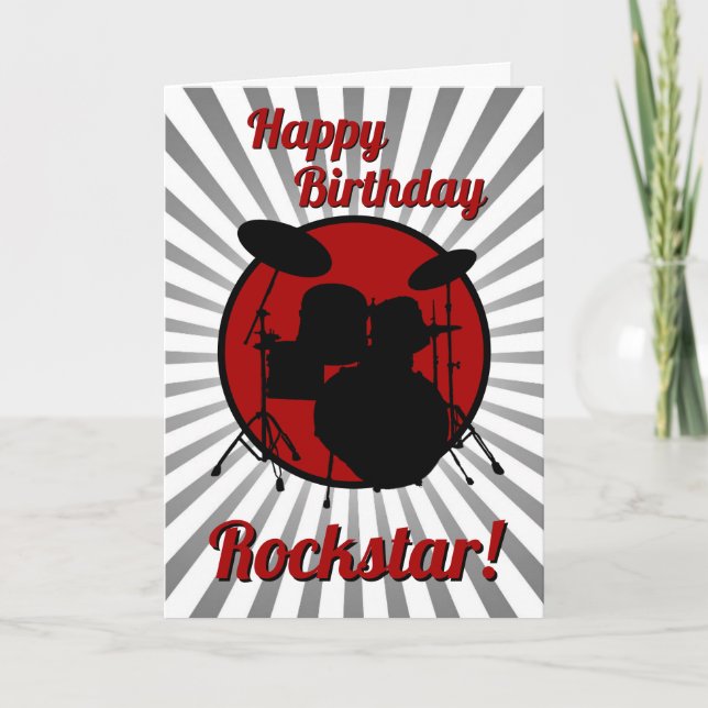 Drummer Birthday Card Musician Rockstar Drums Rock Karte (Vorderseite)