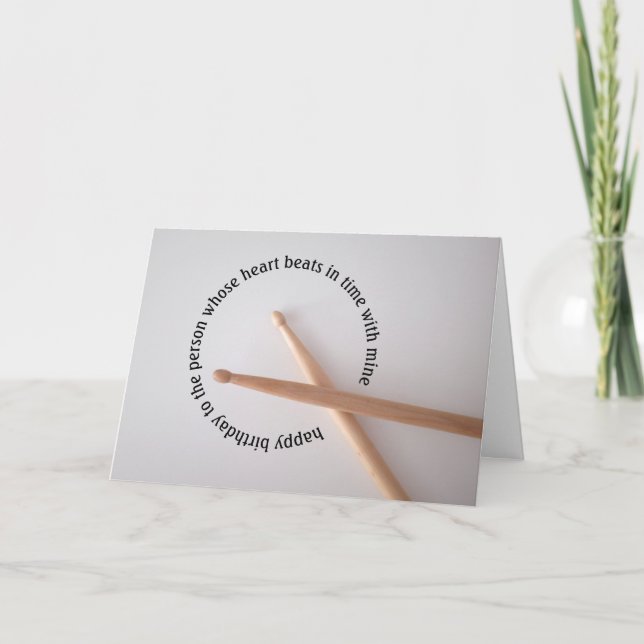 Drummer Birthday Herzschlag in Time Lover Karte (Vorderseite)