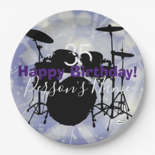 Drummer Birthday Paper Plate HAMbWG Pappteller