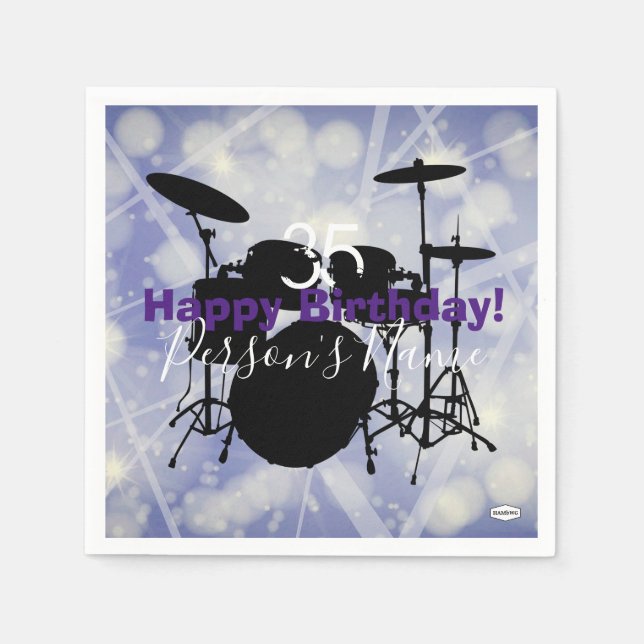 Drummer Birthday Theme Napkin HAMbWG Serviette (Vorderseite)