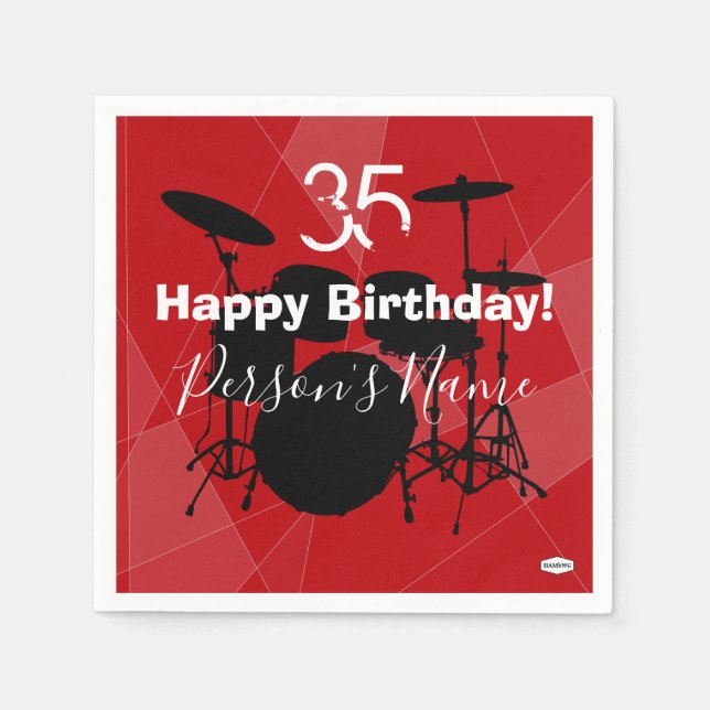 Drummer Birthday Theme Napkin HAMbWG Serviette (Vorderseite)