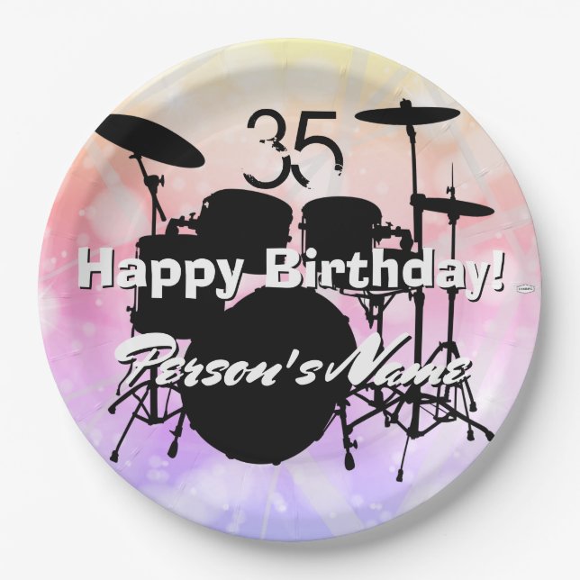 Drummer Birthday Themenpapier Teller HAMbWG (Vorderseite)