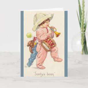 Drummer Boy Playing mit Weihnachtsspielerkarte Feiertagskarte