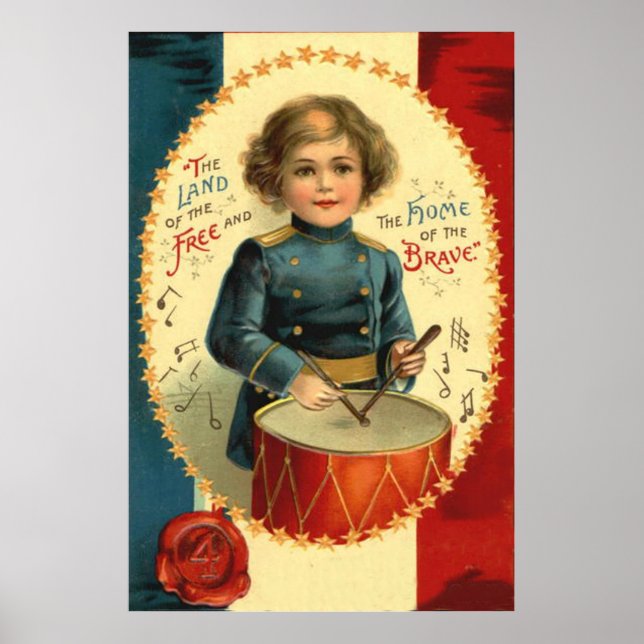 Drummer Boy Star Red White Blue Poster (Vorne)