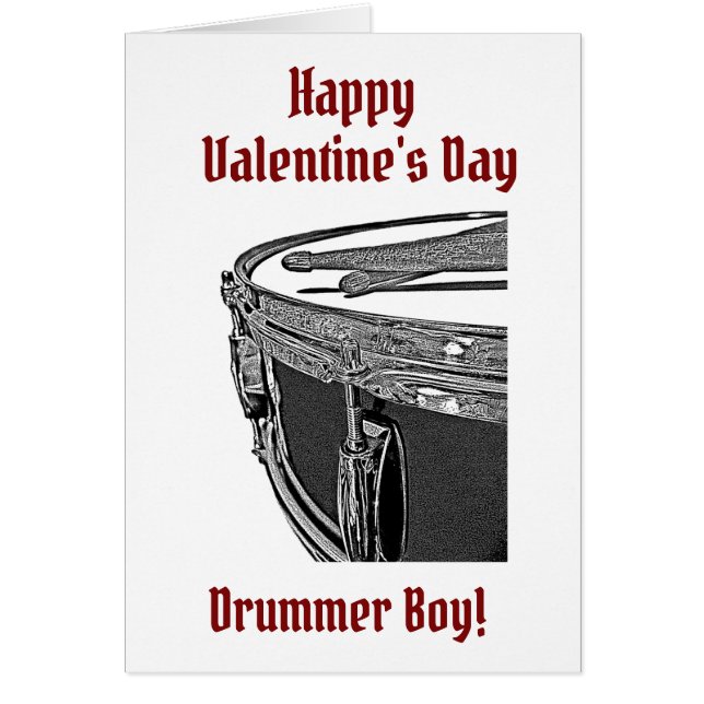 Drummer Boy Valentine Card Snare Drum Sticks (Vorne)