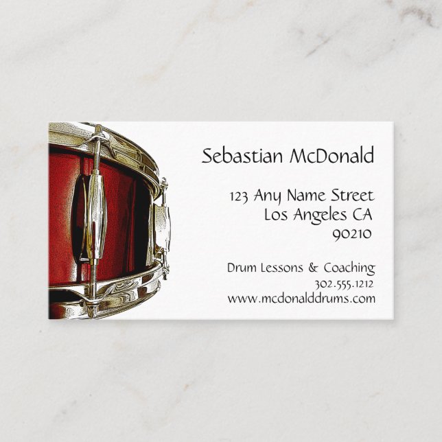 Drummer Business Card Schlagzeug Visitenkarte (Vorderseite)