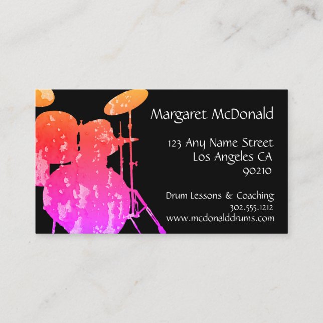 Drummer Business Card Schlagzeug Visitenkarte (Vorderseite)