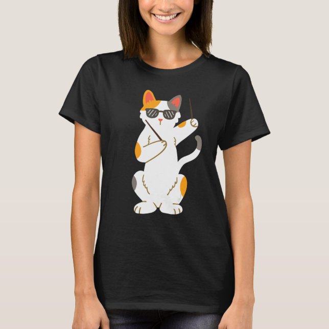 Drummer Cat Drumsticks Drumming T-Shirt (Vorderseite)