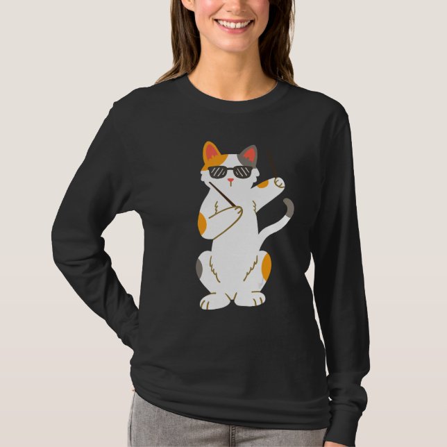 Drummer Cat Drumsticks Drumming T-Shirt (Vorderseite)