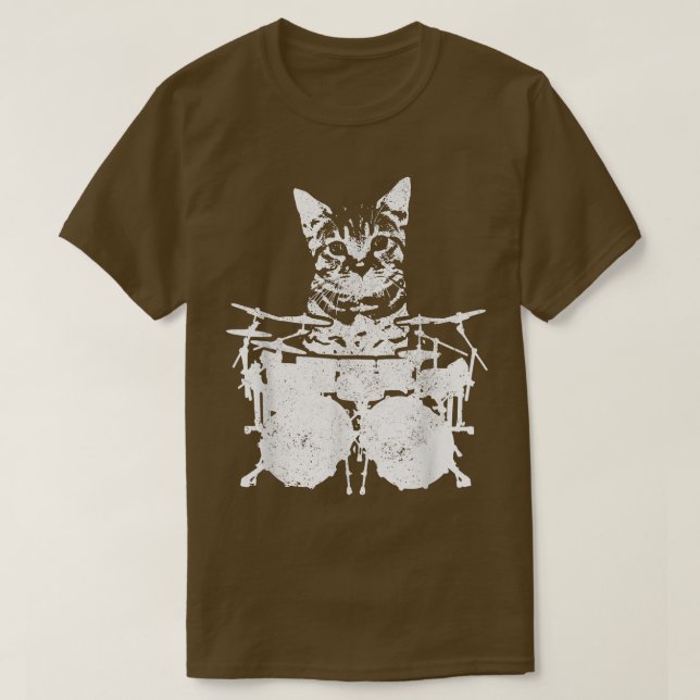 Drummer Cat Funny Niedlich Kitten Rock & Roll Drum T-Shirt (Design vorne)