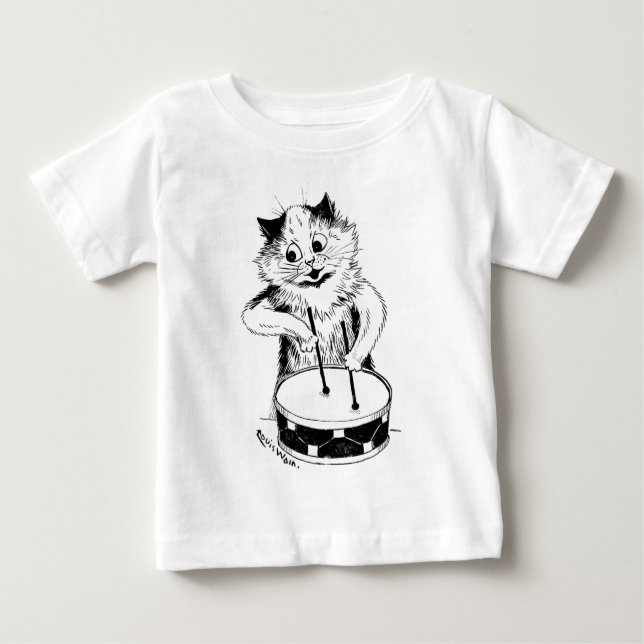 Drummer Cat, Louis Wain Baby T-shirt (Vorderseite)
