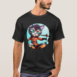Drummer Cat mit Drumset T-Shirt