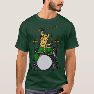 Drummer Cat Music Lover Musiker spielen T-Shirt