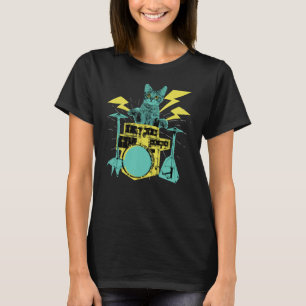Drummer Cat Music Lover Musiker spielt Schlagzeug T-Shirt