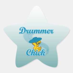 Drummer Chick #3 Stern-Aufkleber