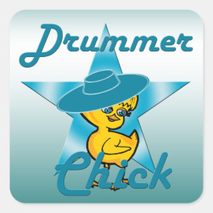 Drummer Chick #7 Quadratischer Aufkleber