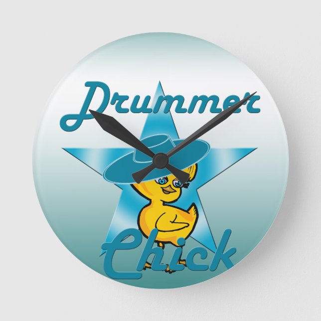Drummer Chick #7 Runde Wanduhr (Vorderseite)