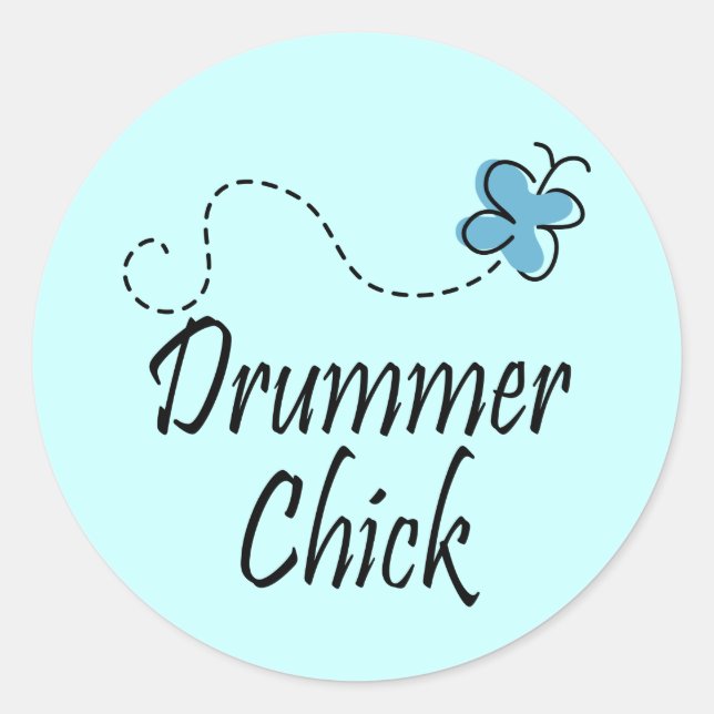 Drummer Chick Runder Aufkleber (Vorderseite)