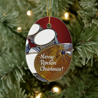 Drummer Christmas Rock & Roll Musician Drum Kit Keramik Ornament