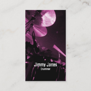 Drummer Cymbals und Toms Magenta Business Card Visitenkarte