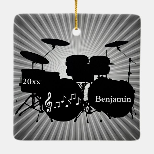 Drummer Drum Set Design Ornament (Rückseite)