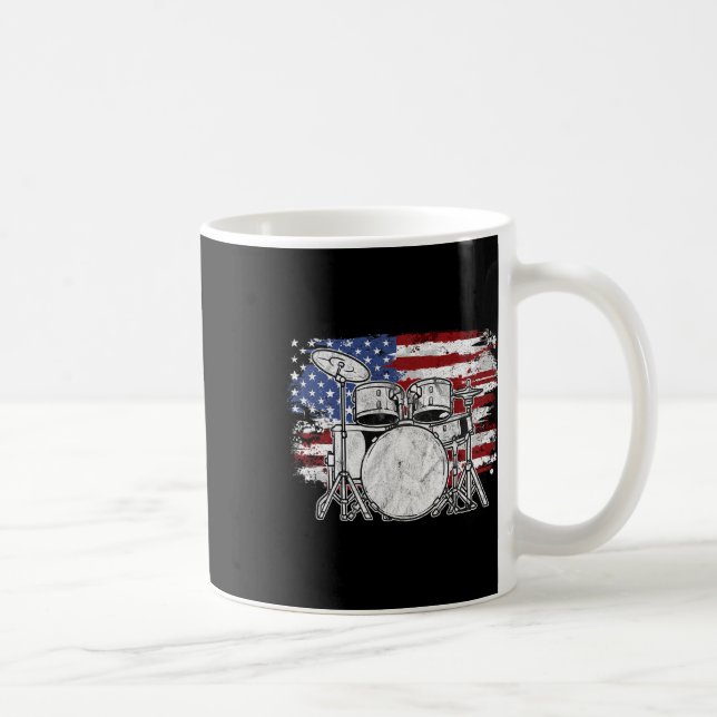 Drummer Drum Set Drums Usa Flag American 4. Ju Kaffeetasse (Rechts)