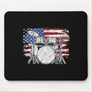 Drummer Drum Set Drums Usa Flag American 4. Ju Mousepad