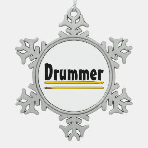 Drummer Drum Sticks Schneeflocken Zinn-Ornament