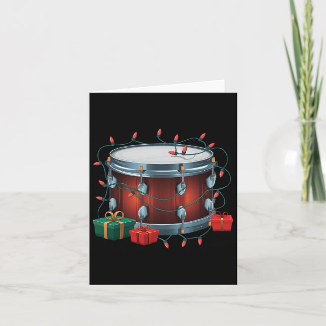 Drummer Drum Xmas Lighting Santa Musical Drum Chri Karte (Vorderseite)