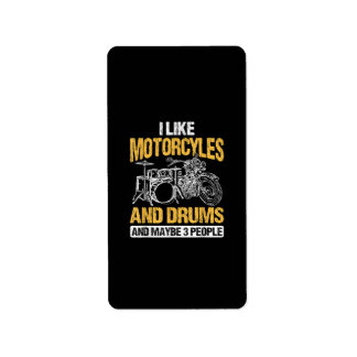 Drummer Drumming I like Motorräder and DrumsDrumm Adressaufkleber